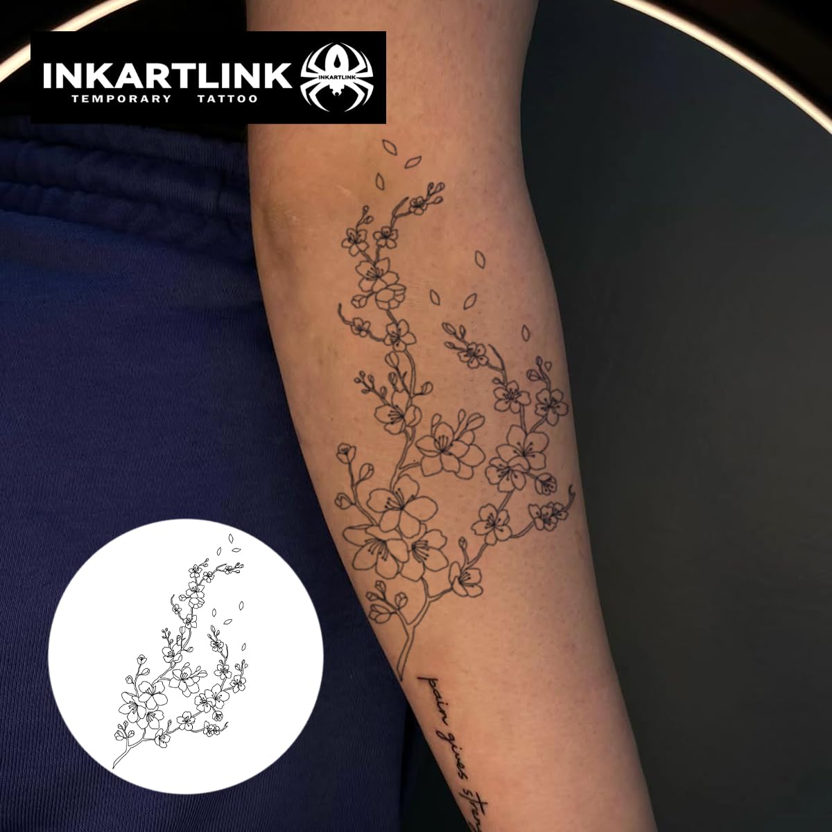 INKARTLINK Tattoo Tech, 2 Sheets Extra Large Semi Permanent Tattoo, Adult Art Design Temporary Tattoos, Lasts 1-2 Weeks, Waterproof, Realistic Look, No Adhesive, No Reflection (Flower)142