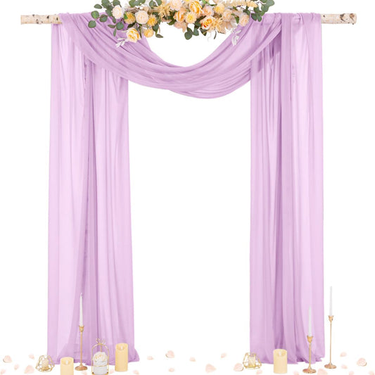 Socomi Lilac Purple Wedding Arch Draping Fabric 29" x 20Ft 1 Panel Sheer Outdoor Curtain Drapes Extra Long for Bridal Baby Shower Ceremony Birthday Party Decor