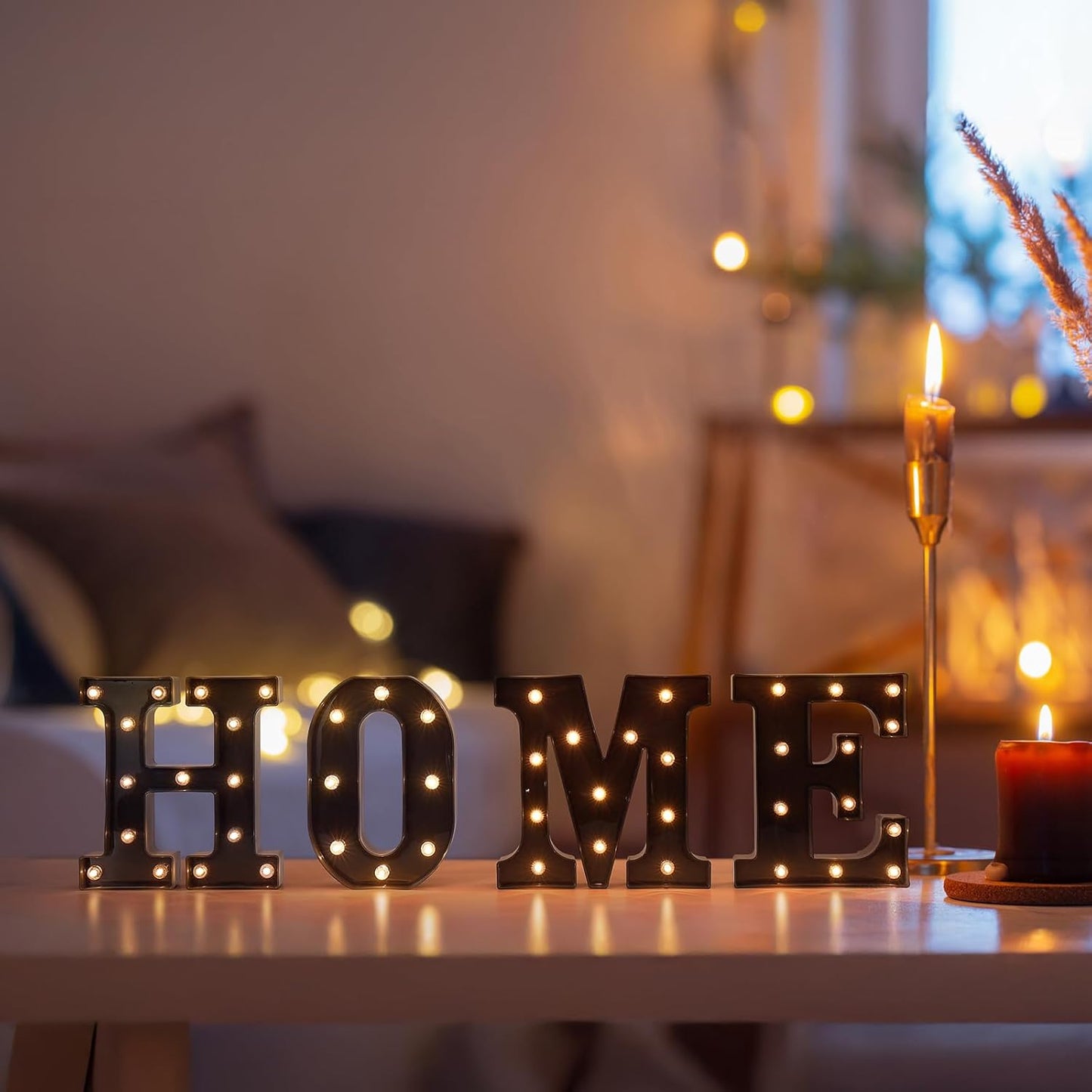 Foaky Black LED Letter Lights for Room Decor - Bedroom Wall Decor, Alphabet Lights for Home, Wedding, Party - Battery Operated （D）