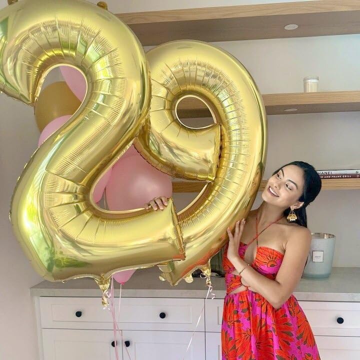 Big 40 Inch Champagne Gold 2 Number Balloon Birthday Decoration, 2026 Light Gold Number 2 Helium Balloons 12 20 22 23 24 26 28 32 42 Celebration, Boy Girl Baby Anniversary Party Graduations Supplies