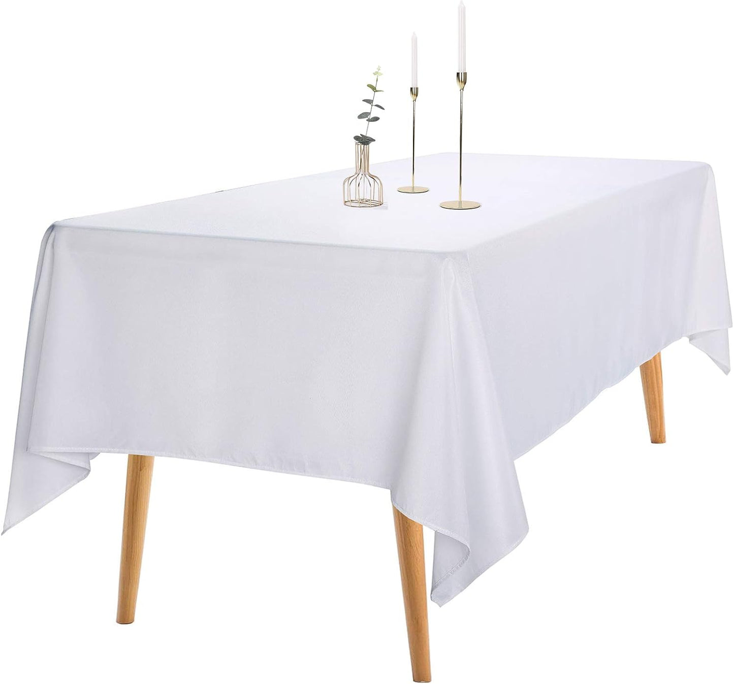 Ascoza 6pack 60x102 Inch White Rectangular Tablecloth 6 Feet Table Cloth in Polyester Fabric for Wedding/Banquet/Restaurant/Parties