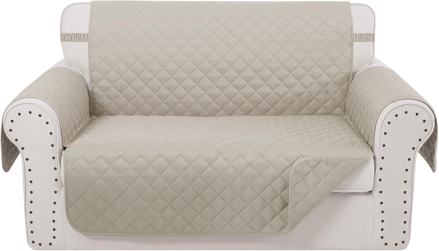 Reversible Loveseat Sofa Covers Couch Cover Furniture Protector(Loveseat,Beige/Beige)