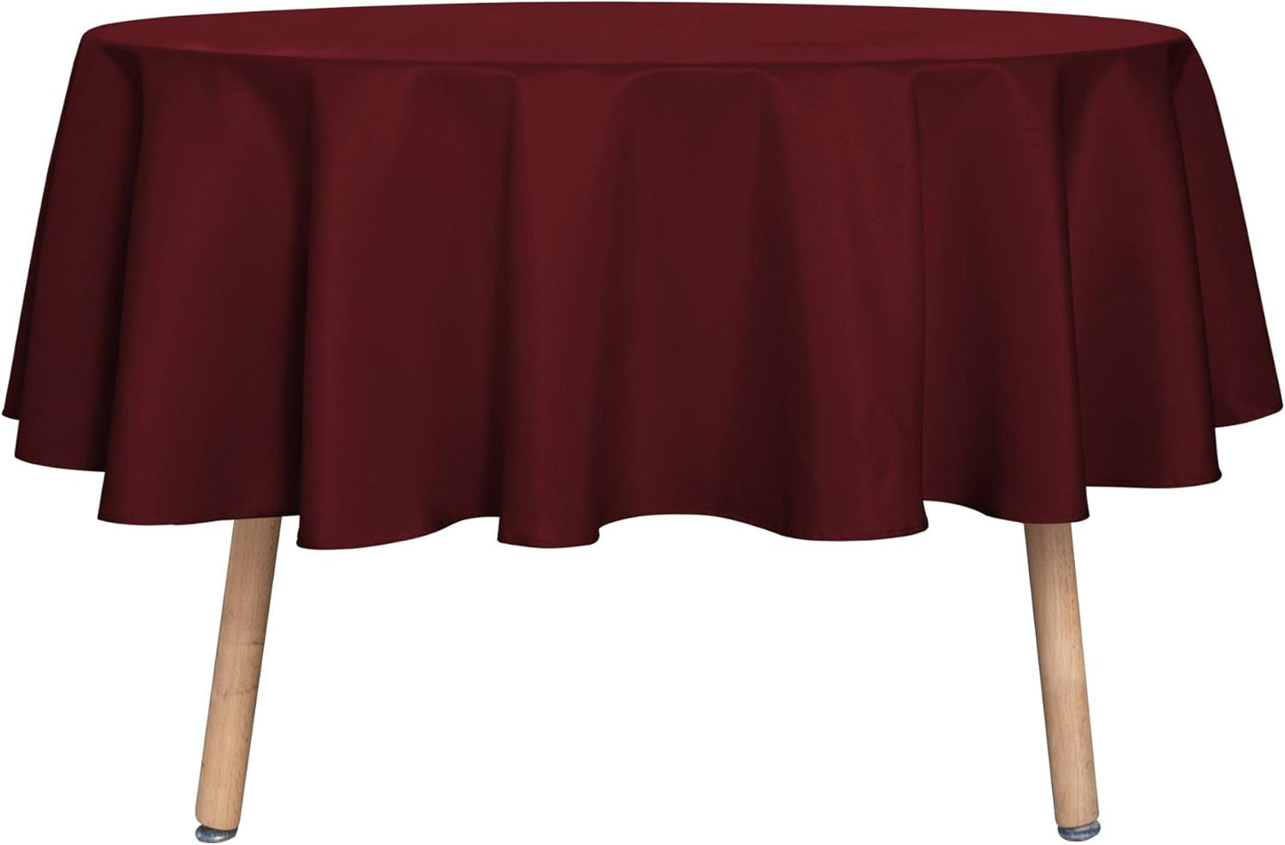sancua Round Tablecloth - 80 Inch - Water Resistant Spill Proof Washable Polyester Table Cloth Decorative Fabric Table Cover for Dining Tables, Buffet Parties and Camping, Burgundy