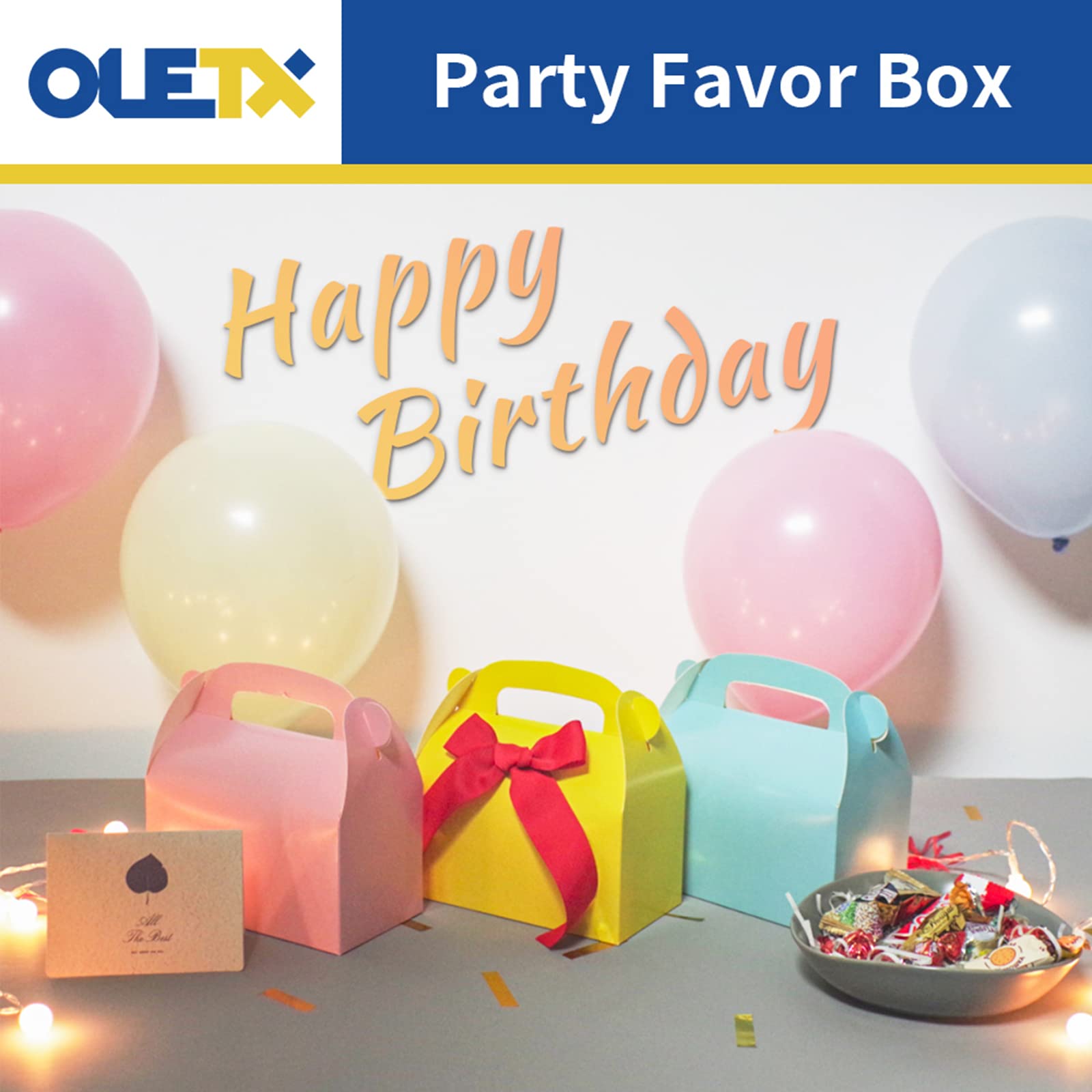Oletx 30-Pack Colorful Party Favor Treat Boxes Goodie Gable Paper Box
