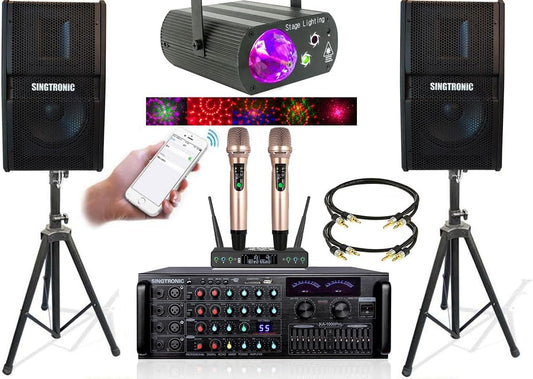SINGTRONIC Professional 2000 WATTS Complete Karaoke System Package Free: Unlimited YouTube Songs, Built HDMI, Voice Record, Optical/Coax