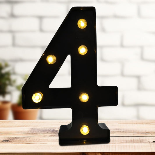 LED Marquee Numbers, 8.58 Inch Led Light Up Numbers for Party, Small Light Up Letters, Battery Powered Lighted Number for Table, Birthday, Night Light, Christmas or Home Decor (Black, Number 4)