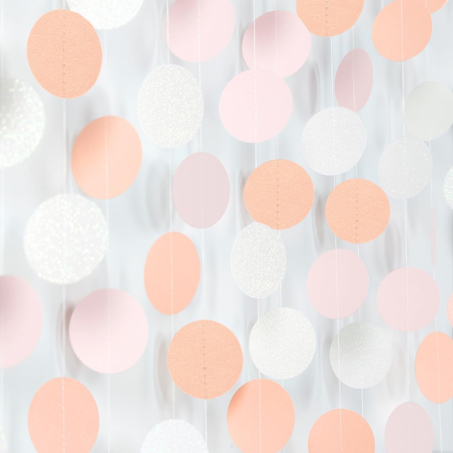 Peach-Pink White Party-Decorations Paper Garland - 52ft Princess Birthday Streamers Banner,Boho Bridal Baby Shower Bachelorette Wedding Hanging Supplies Decor Hugfond