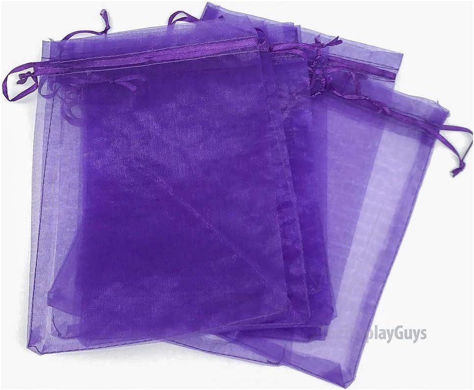TheDisplayGuys 100-Pack 4x6 Purple Sheer Organza Gift Bags with Drawstring, Jewelry Candy Treat Wedding Party Favors Mesh Pouch