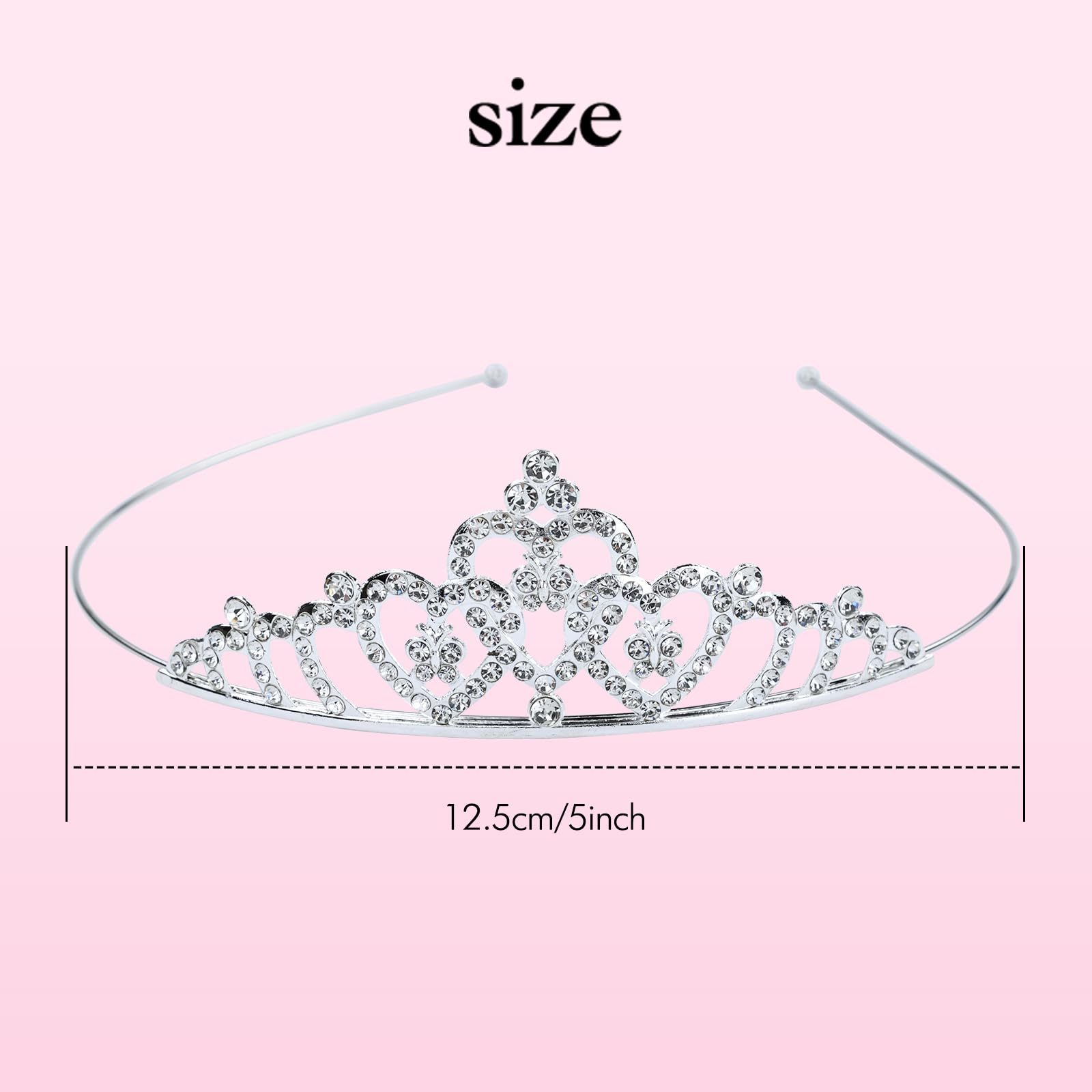 Lawie 8 Pack Birthday Tiaras, Rhinestone Crystal Princess Crowns, Silver Headbands for Women, Party