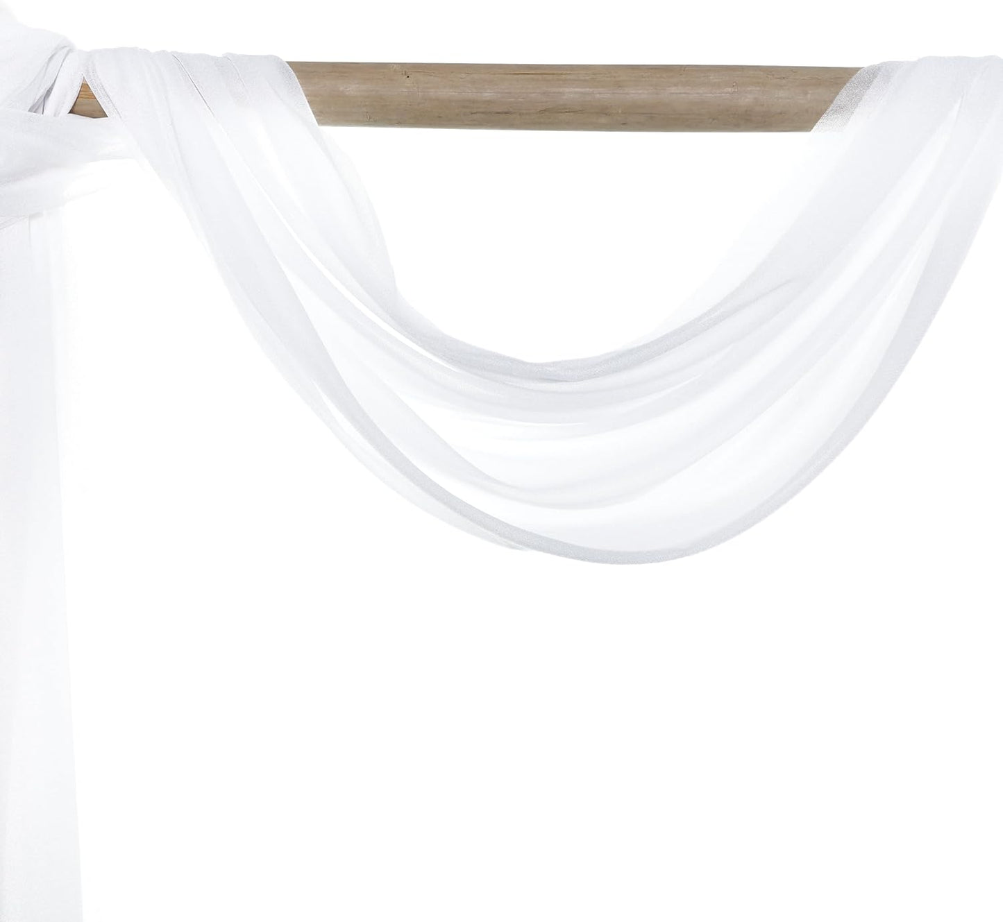 VDS Pack of 2 Panel (30 Inch X 30 Feet) Wedding Arch Draping Fabric Sheer Chiffon Fabric Drapery for Wedding Ceremony Reception Swag Backdrop Canopy Chuppah ARBO Altars Decoration (White)