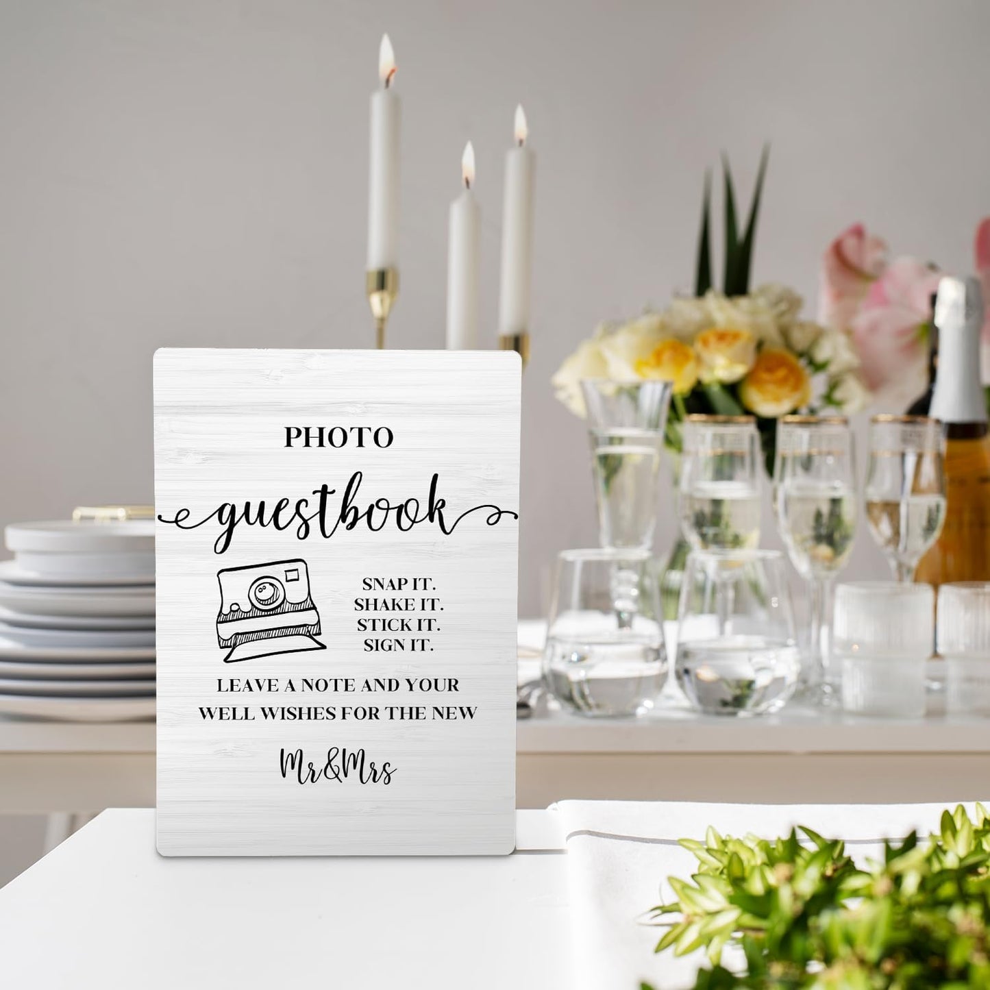 Photo Guest Book Sign Wooden Stand 5x7 Inch,Wedding Guest Book Sign,Guest Book Wedding Party Decor,Wedding Gifts For Mr And Mrs,Wedding Guest Book Desk Decor