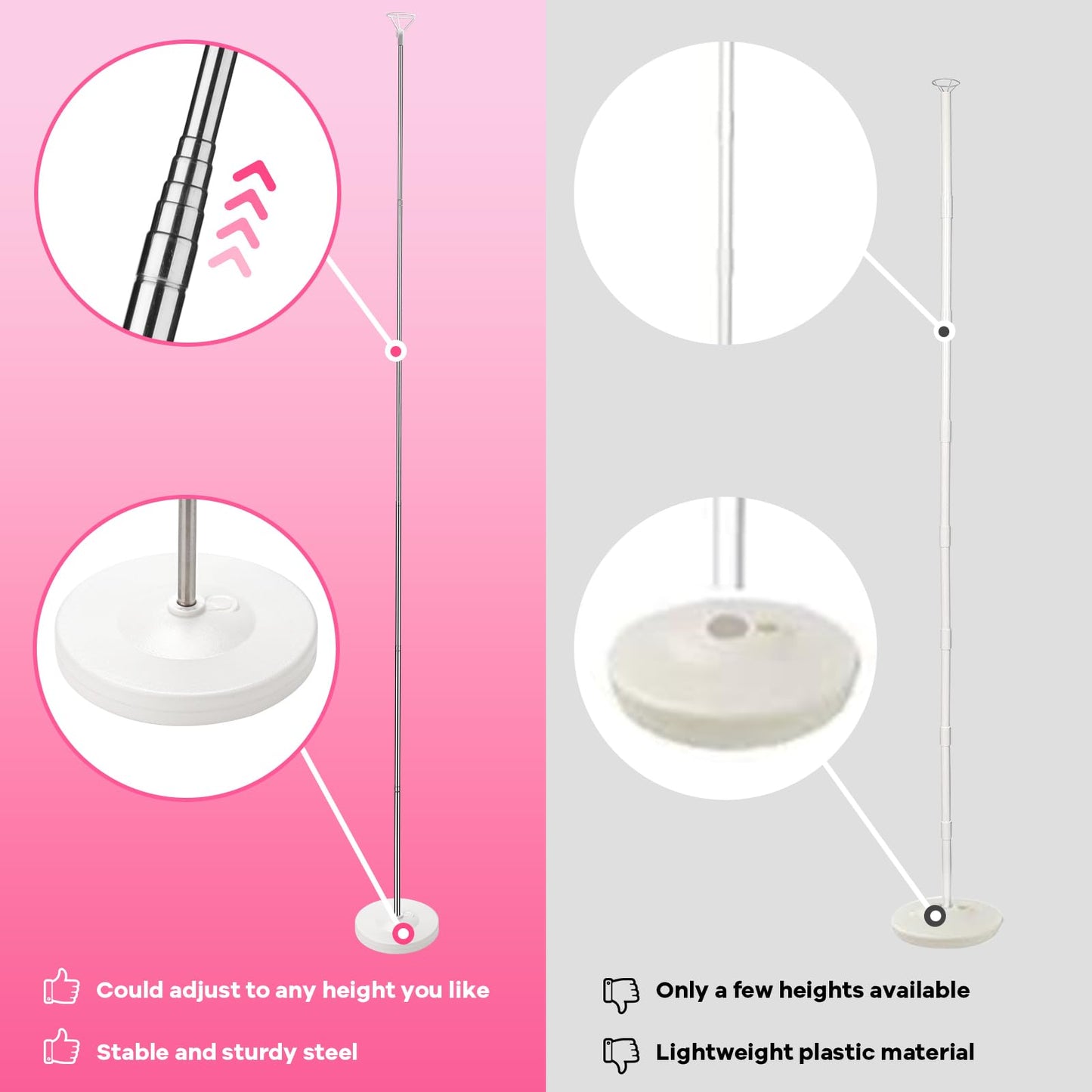 Voircoloria Balloon Stand Kit Set of 2, 7FT Adjustable Height Balloon Column Kit for Floor with