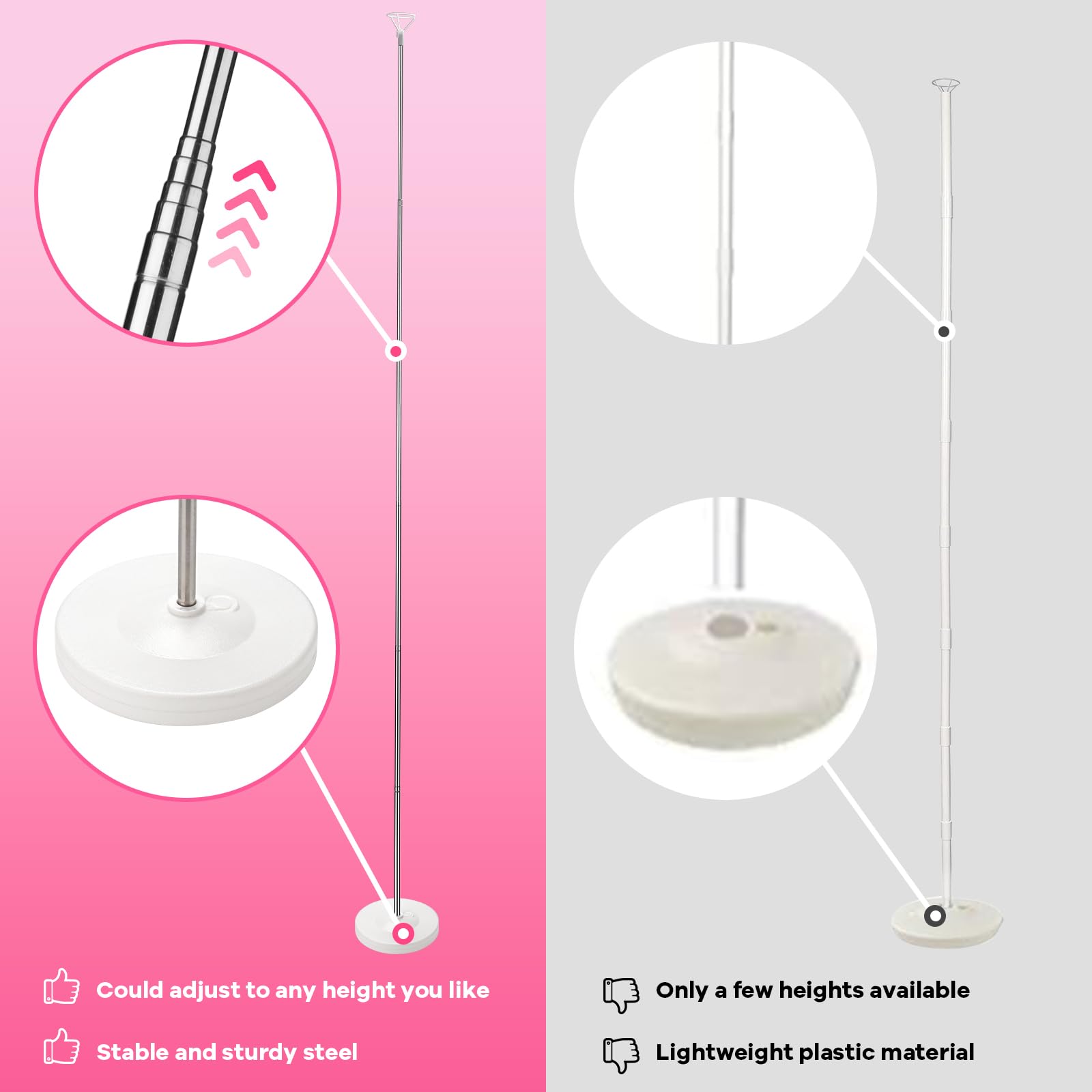 Voircoloria Balloon Stand Kit Set of 2, 7FT Adjustable Height Balloon Column Kit for Floor with