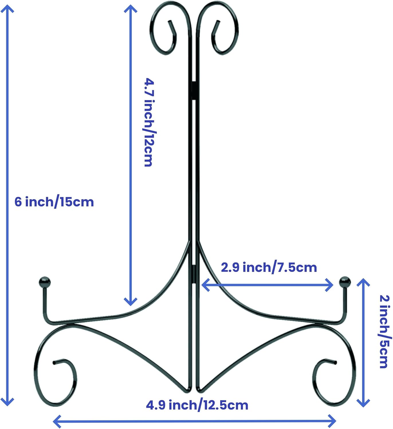 Plate Stand for Display with Hinged Folding Design, 6 Inch Picture Stands for Tables, Small Easels for Displaying Book, Art Piece, Photo and Platter, 6?™â€?Black, 2-Pack