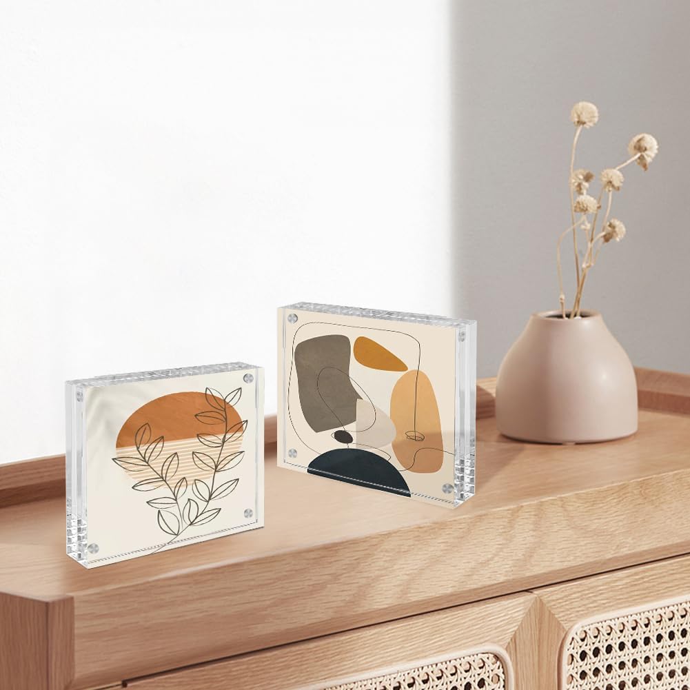 4x6 Acrylic Frames 4 Pack, 20mm Double Sided Magnetic Picture Frames Clear Picture Frames Self Standing Desktop Display Stand for Wedding Bedroom Living Room Home