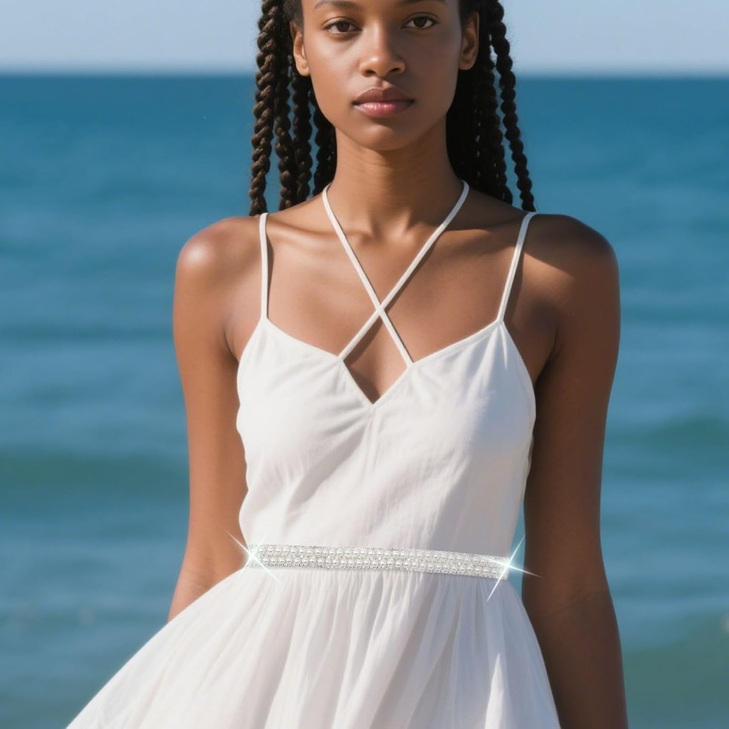 PEARLY JUN 2 Yards Pearl Rhinestone Trim Chain Silver Crystal Fringe Diamond Applique Ribbon String Tassel Strip for Sewing Wedding Dress Crafting Crafts Flower Embellishments