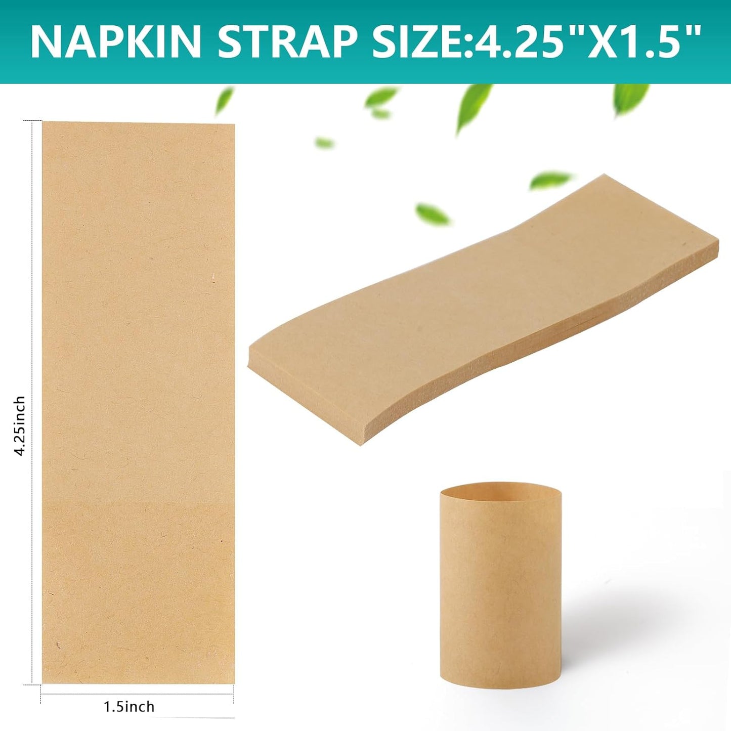 Paper Napkin Bands,Napkin Rings Self Adhesive,Silverware Wraps Bands(Kraft,2000 pcs)