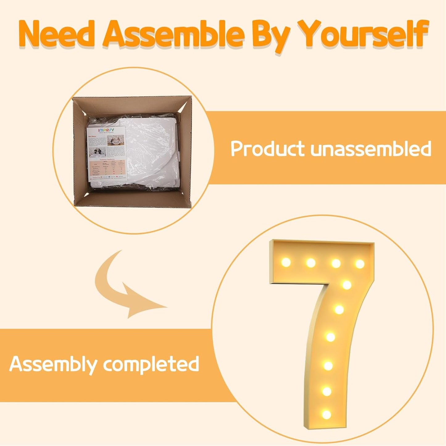 Marquee Numbers 4 Feet Tall Large Light Up Numbers 7th 17th Sweet Sassy and Seven Birthday Decorations Girl Boy Big Yellow Light Outdoor Anniversary Decorations Balloon Arch Kit Party Backdrop 7