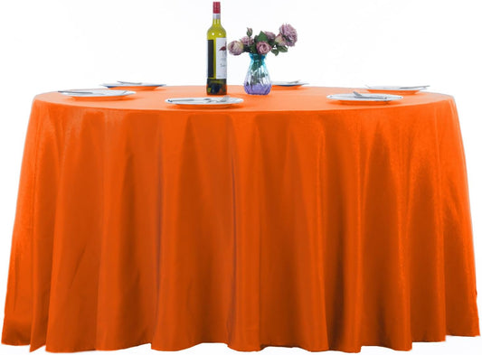 Ascoza 2pack 132 Inch Orange Round Tablecloth in Washable Polyester Fabric for Wedding/Banquet/Restaurant/Parties