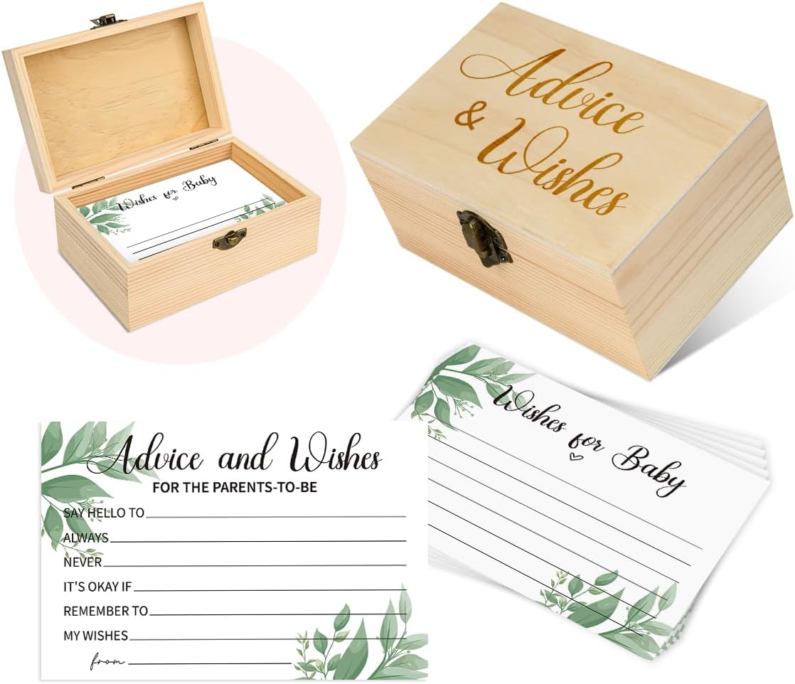 50Pcs Baby Shower Advice Cards with Advice and Wishes Box for New Parents Baby Shower Game Activities Ideas for Guests Baby Decorations for Baby Shower