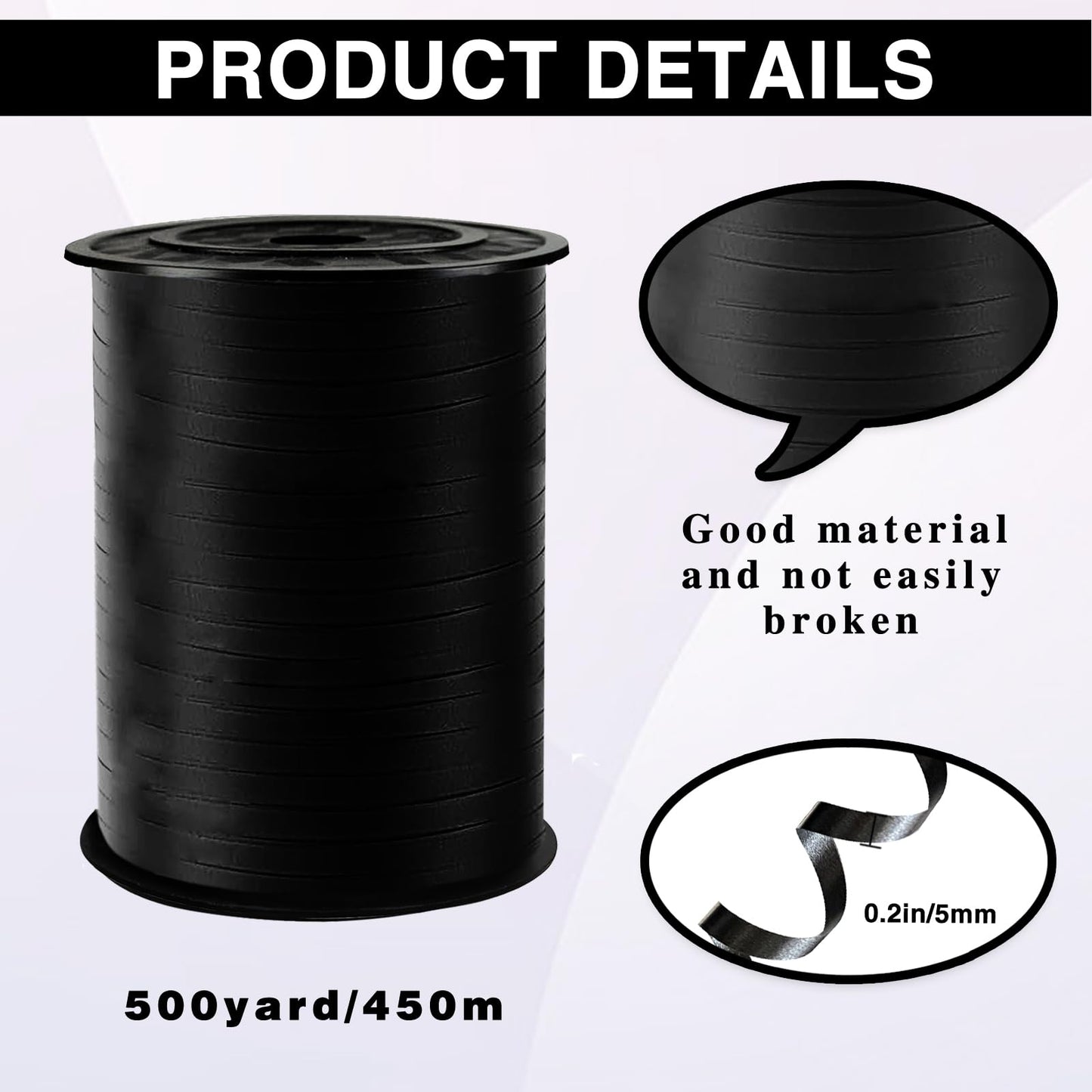 Black Curling Ribbon, 500 Yard Premium Black Curling Ribbons,Balloon String Curly Ribbons for Gifts