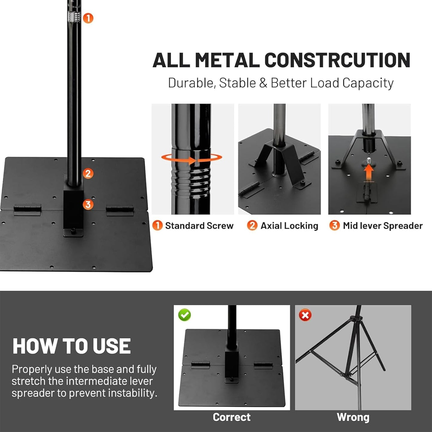 Heavy Duty Pipe and Drape Frame Kit 10x10ft Adjustable Height/Width Photography Background Support Poles All-Metal Construction Backdrop Stand for Party, Birthday, Wedding - Black