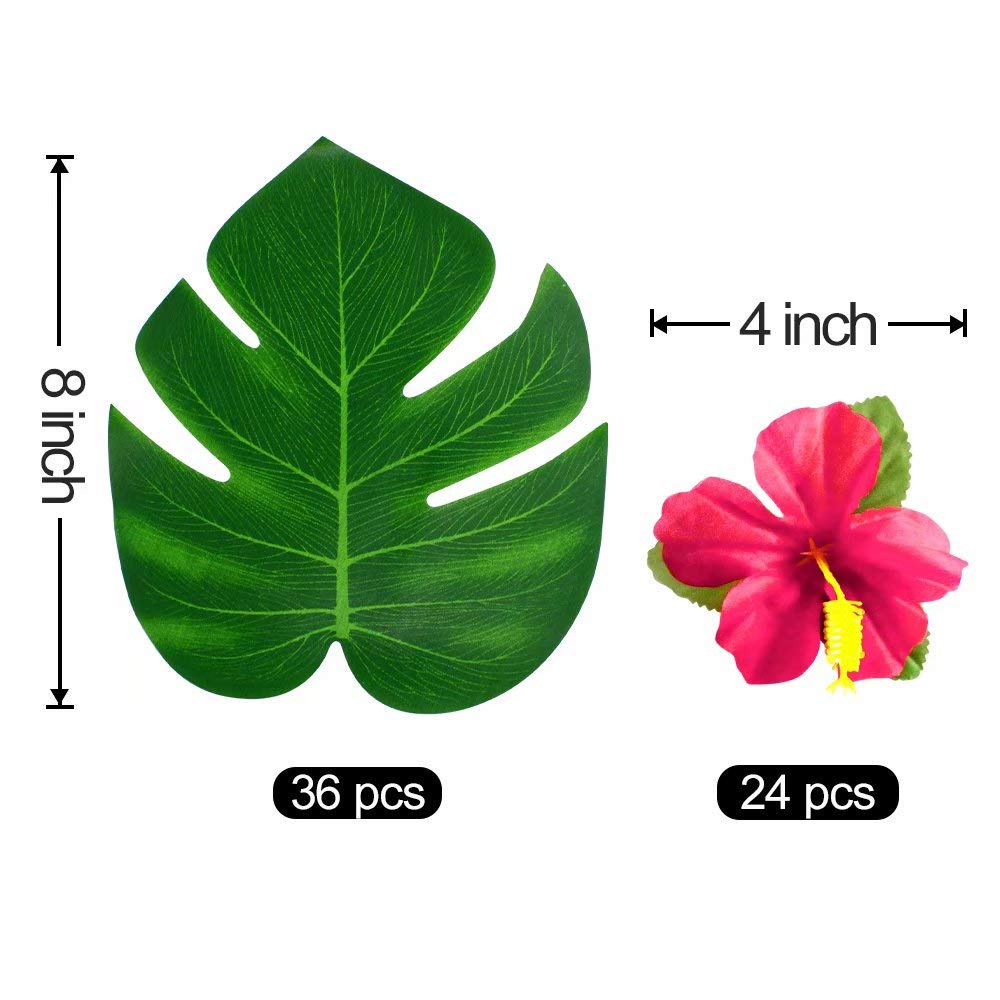 UMIKU 60Pcs Luau Party Decorations Tropical Hawaiian Supplies Palm Leaves