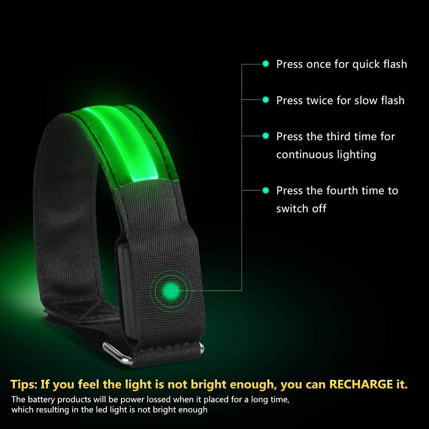 Rechargeable LED Armband for Running(2 Pack), Light Up LED Armband, High Visibility Reflective Running Gear for Night Safety, Running Lights for Running Walking Cycling