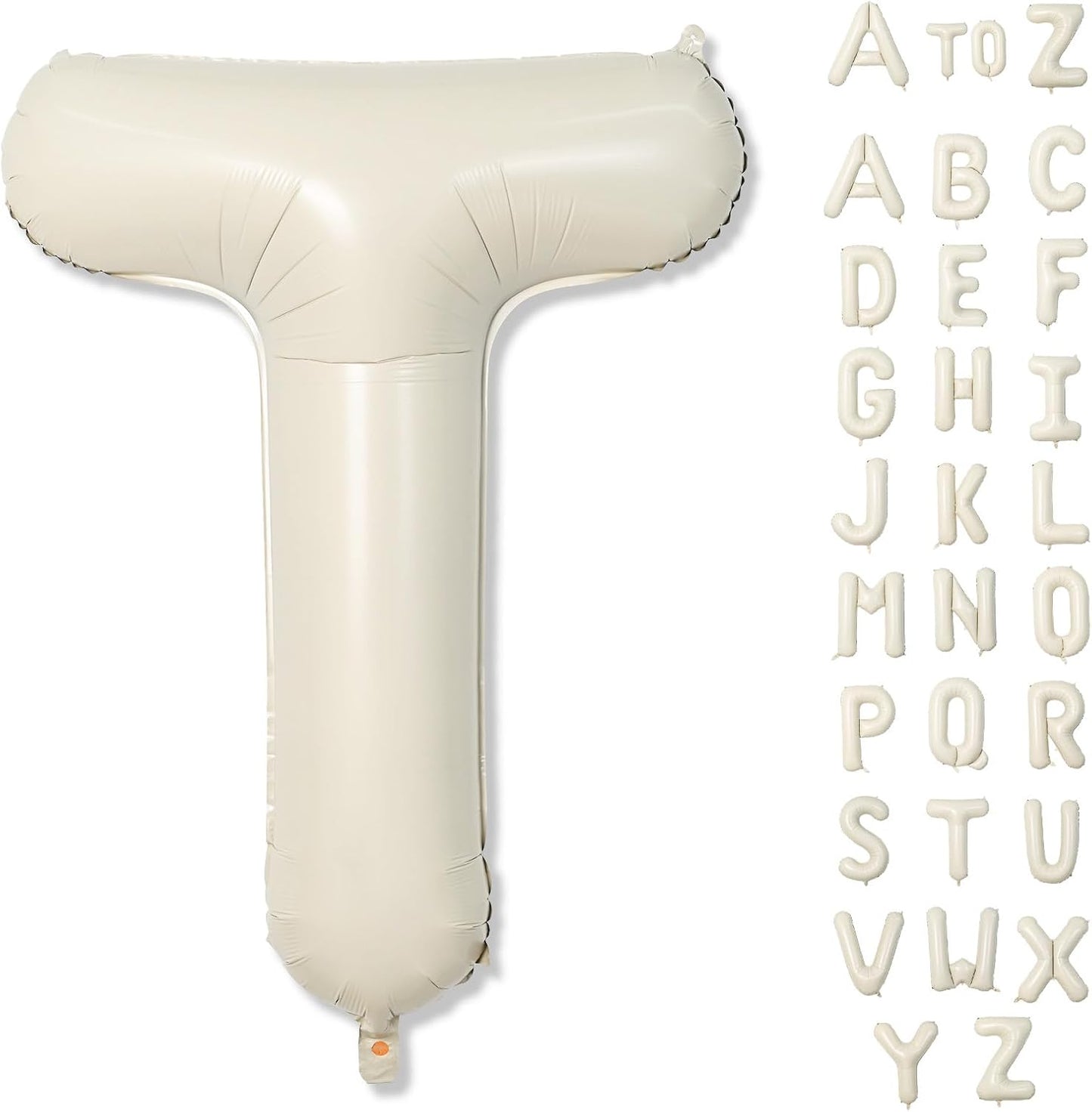 Cream Name Balloon Letters, Large Mylar Helium Alphabet T Custom Balloon Letter Beige Decor, 40 Inch Inflatable Sand White Letter T Foil Customize Balloons for Girls Birthday Party Decoration Supplies