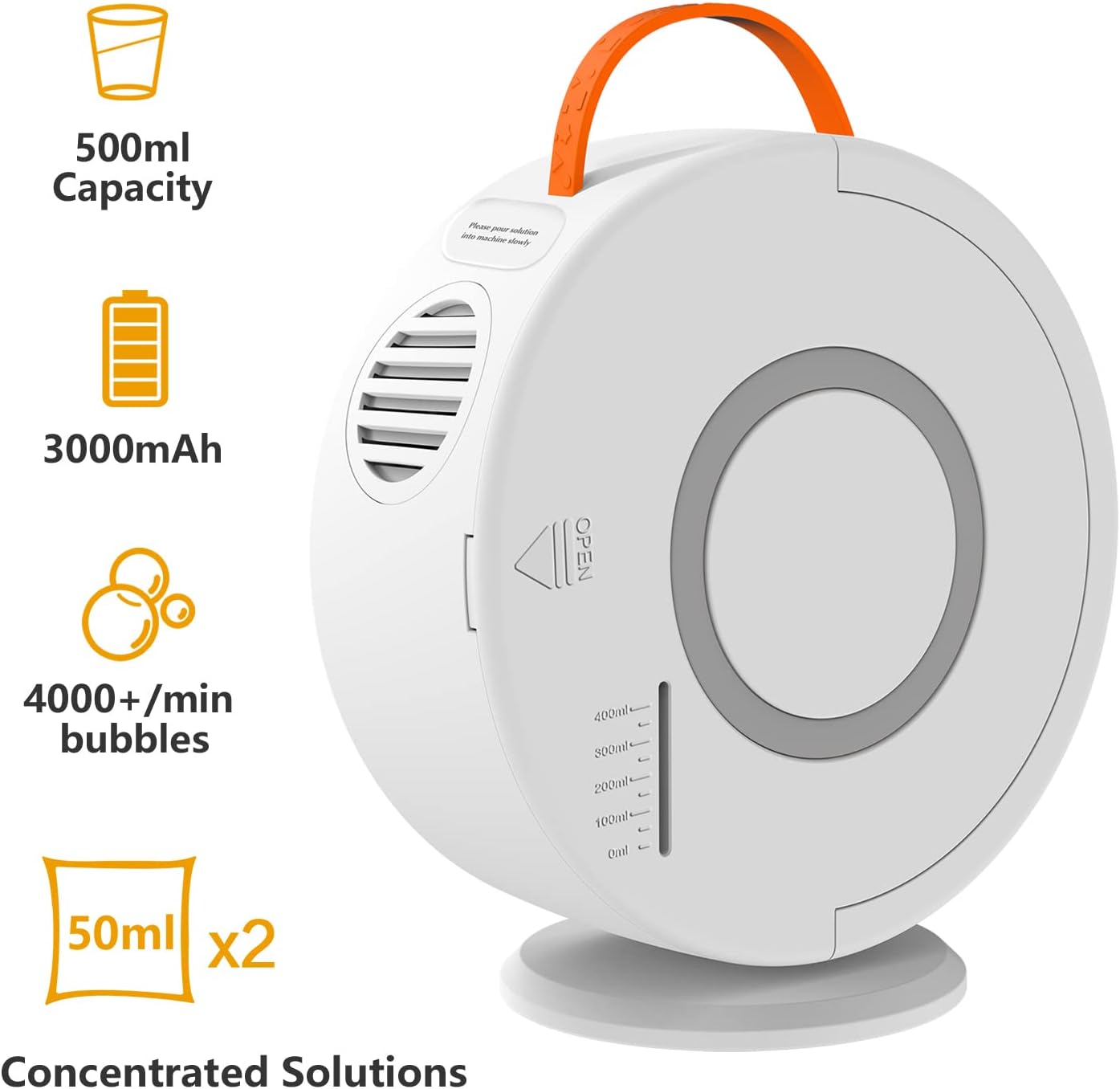 Bubble Machine Automatic Bubble Blower for Kids Toddlers Rechargeable Battery Portable Bubble Maker Electric Bubble Machine Auto Rotating 90°/360° Outdoor Toy for Birthday Party Wedding