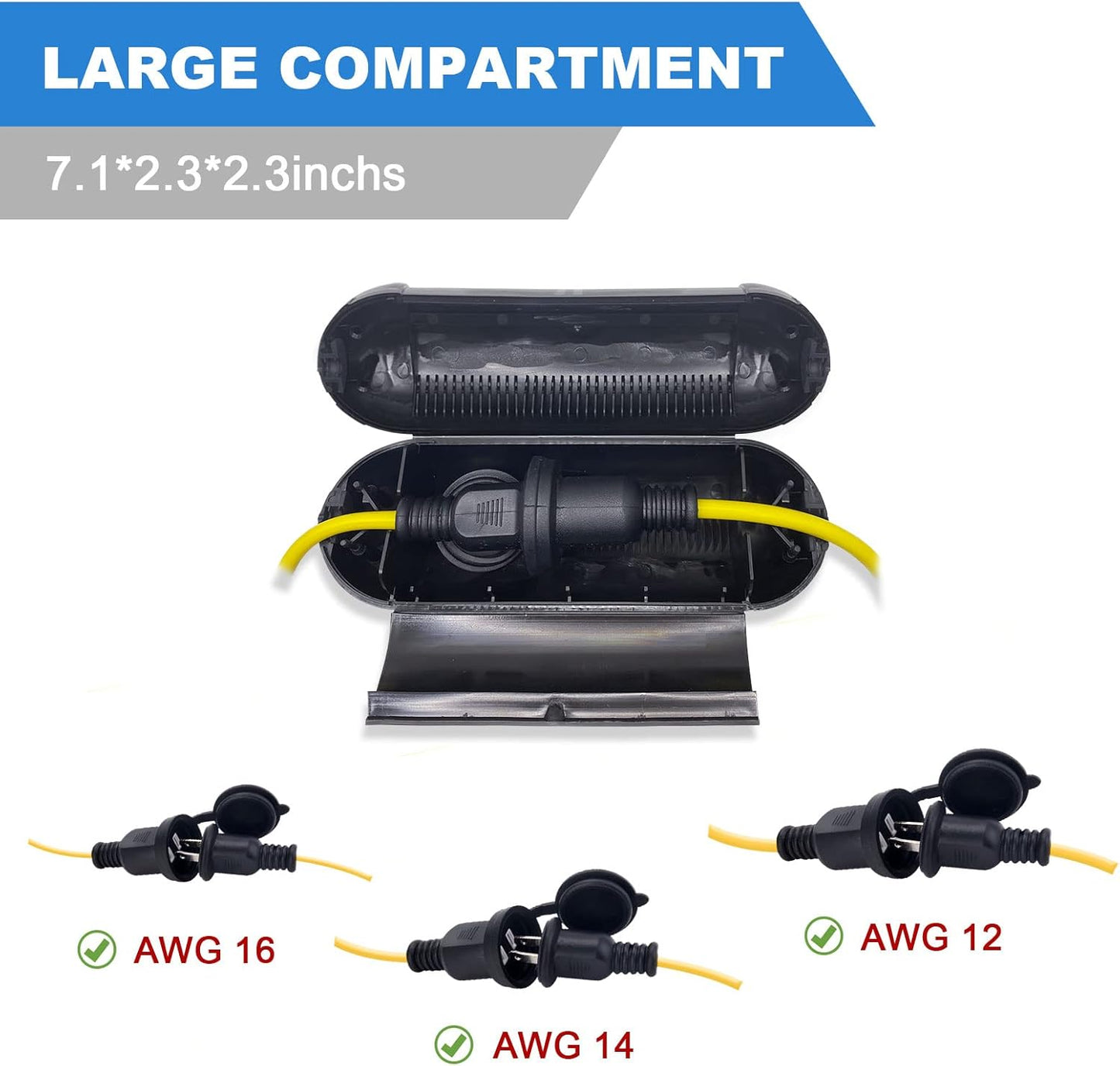 50FT Construction String Lights with Outdoor Extension Cord Safety Cover, 50W 5 Bulbs Work Lights, IP65 Waterproof, 4000LM 6500K Temporary Lighting for Workshop, Mine cave, Job Site