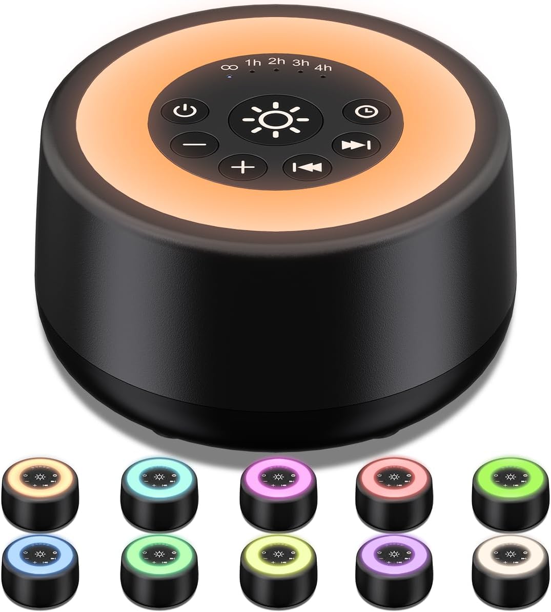 Sleepbox Sound White Noise Machine with 25 Soothing Sounds and 10 Colors Warm Night Light 4 Brightness Levels 32 Volume Levels 5 Timer and Memory Function Perfect for Baby Kids Adults Seniors Sleeping