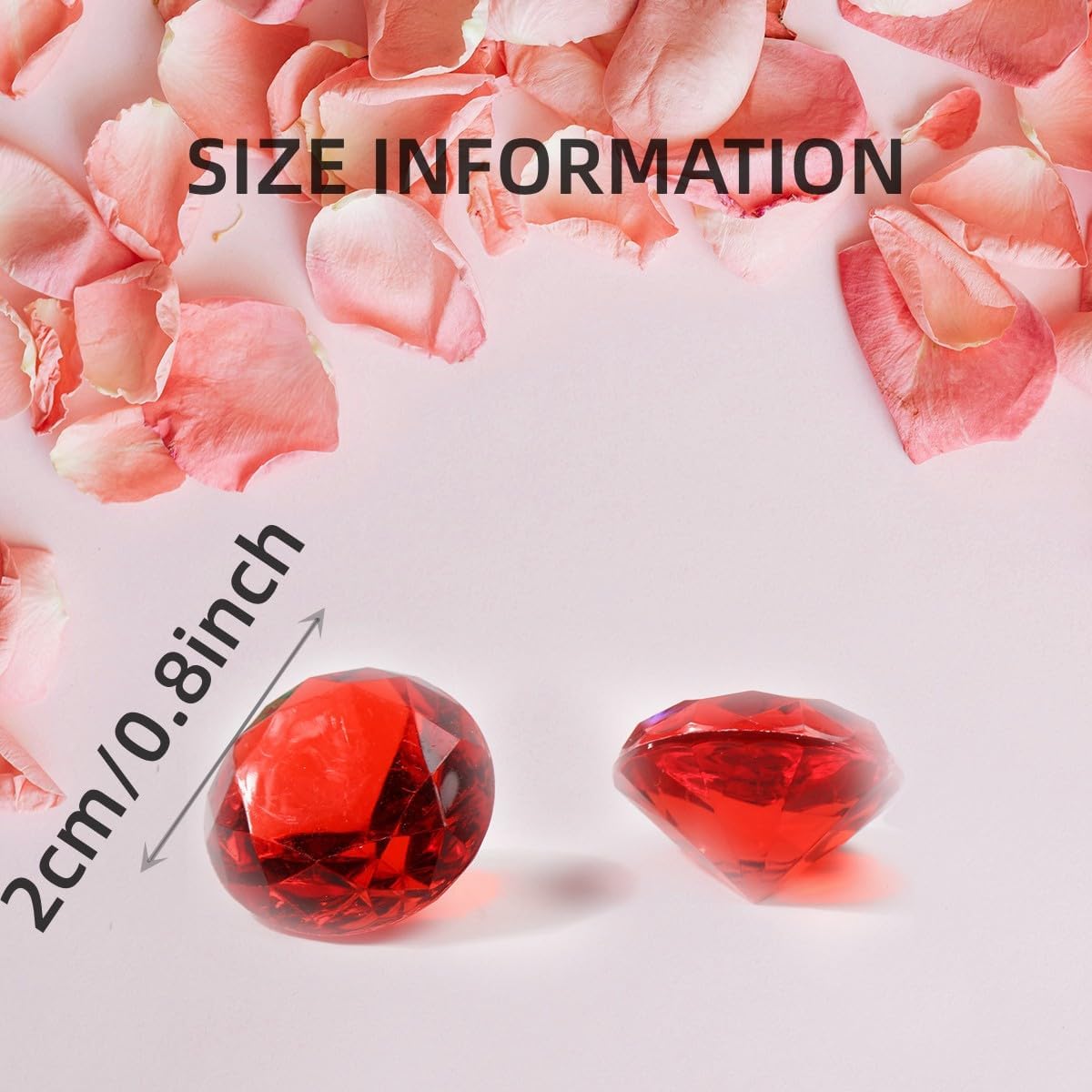 Fake Diamond Christmas Decoration, 280 pcs Red 20 mm Acrylic Diamond for Table Scatters Vase Fillers