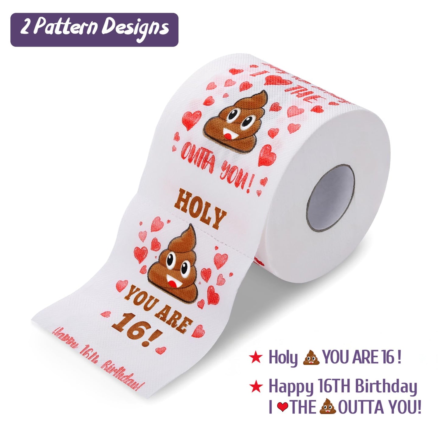 16th Birthday Gifts for Boy or Girl - Happy Prank Toilet Paper - 16th Birthday Decorations, Party