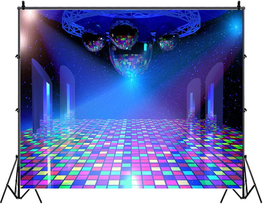 Disco Backdrop 10x8FT 70s 80s 90s Party Lights Stage Background Banner Decorations Photo Shoot Props