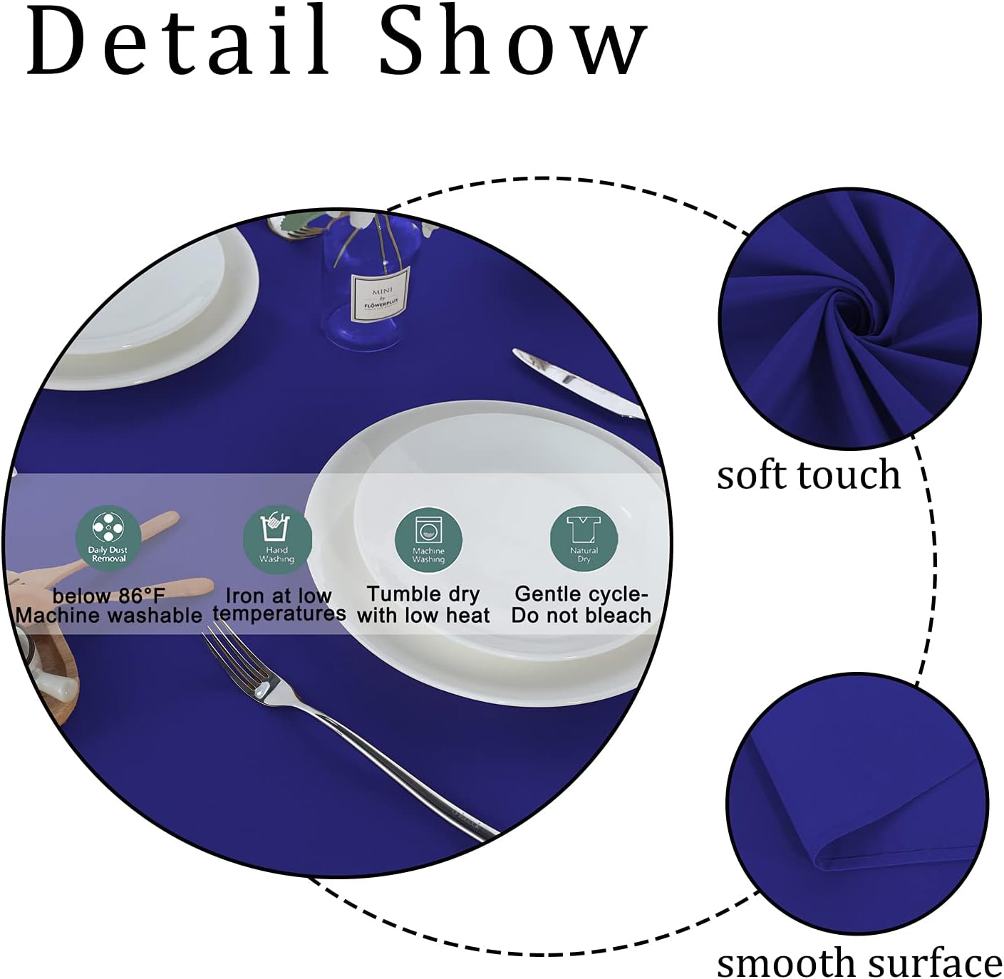 Fitable Rectangle Tablecloth Stain and Wrinkle Resistant Washable Polyester Table Cloth for Buffet Parties and Camping (60x84 inch, Sapphire)