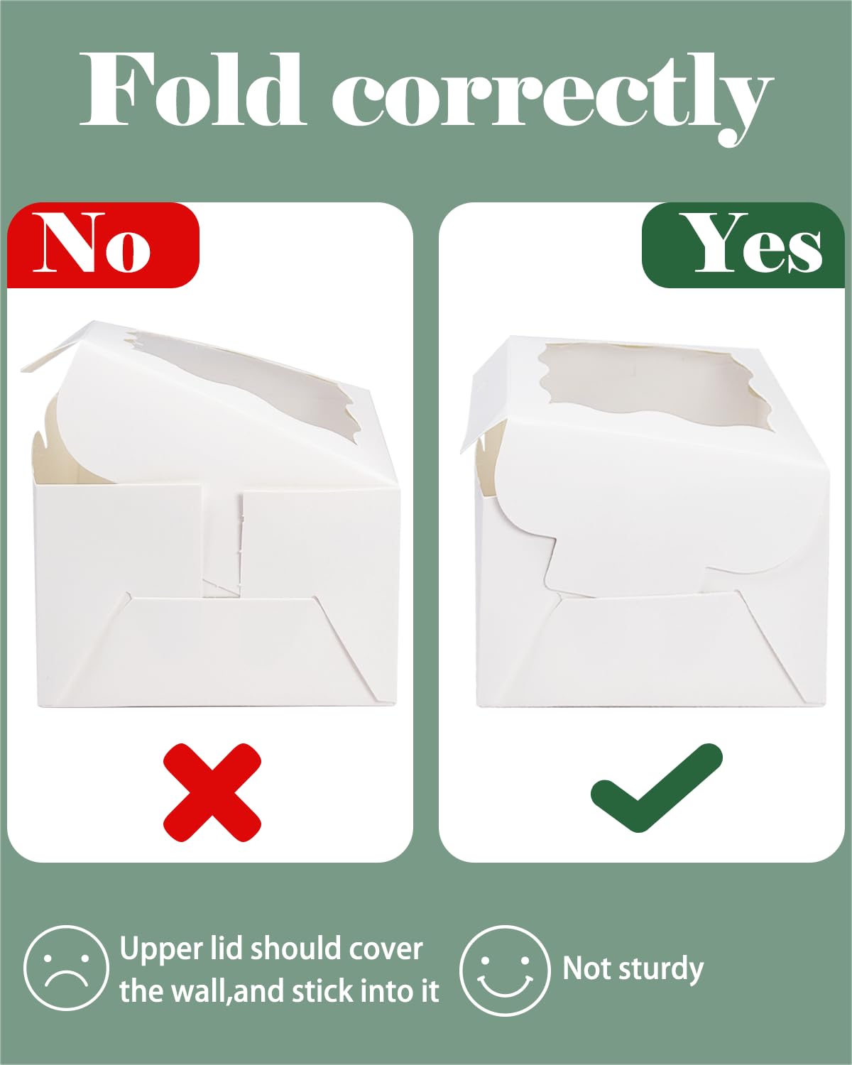 Bakepacker 60pcs Gold Bakery Boxes with Window 4x4x2.5 inches Thick & Sturdy Macaroon Pastry & Cookie Boxes