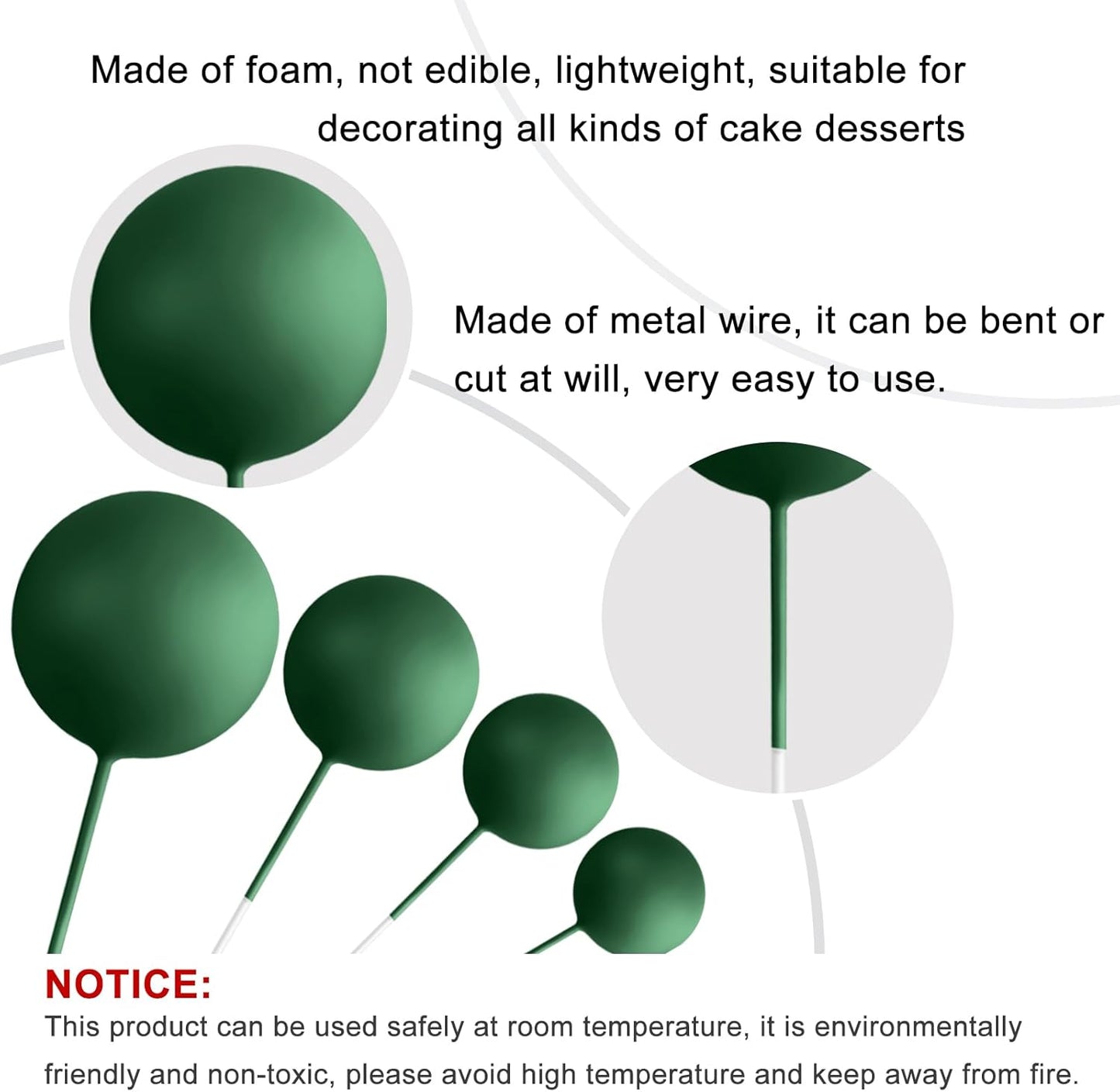 ASTARON 32 Pcs Ball Cake Topper Decorations Mini Balloons Birthday Cake Toppers Foam Balls Sticks Witch Themed Party Decorations Witch Party Cake Picks Decorations (Pink Green Black)