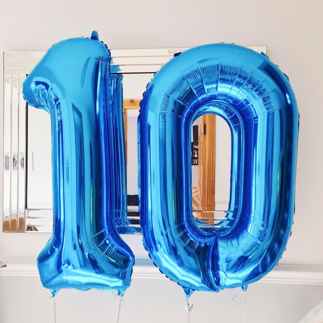 Blue 1 Balloon Number,40 Inch Number 1 Balloon Big Blue 1 Foil Mylar Helium Balloon for Birthday Party Decorations