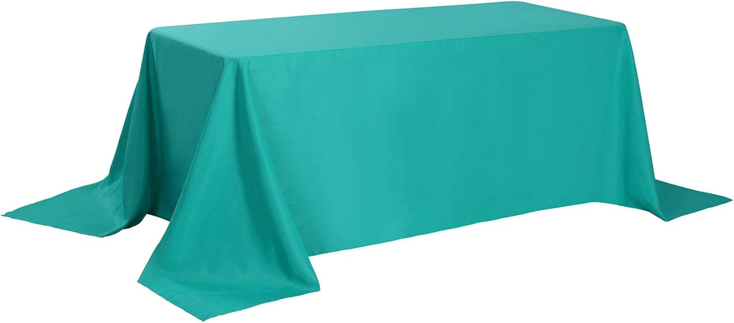 Rectangle Tablecloth 90x132 inch Washable Polyester Fabric Table Cloth for Wedding Party Dining Banquet Decoration（90x132, Turquoise）