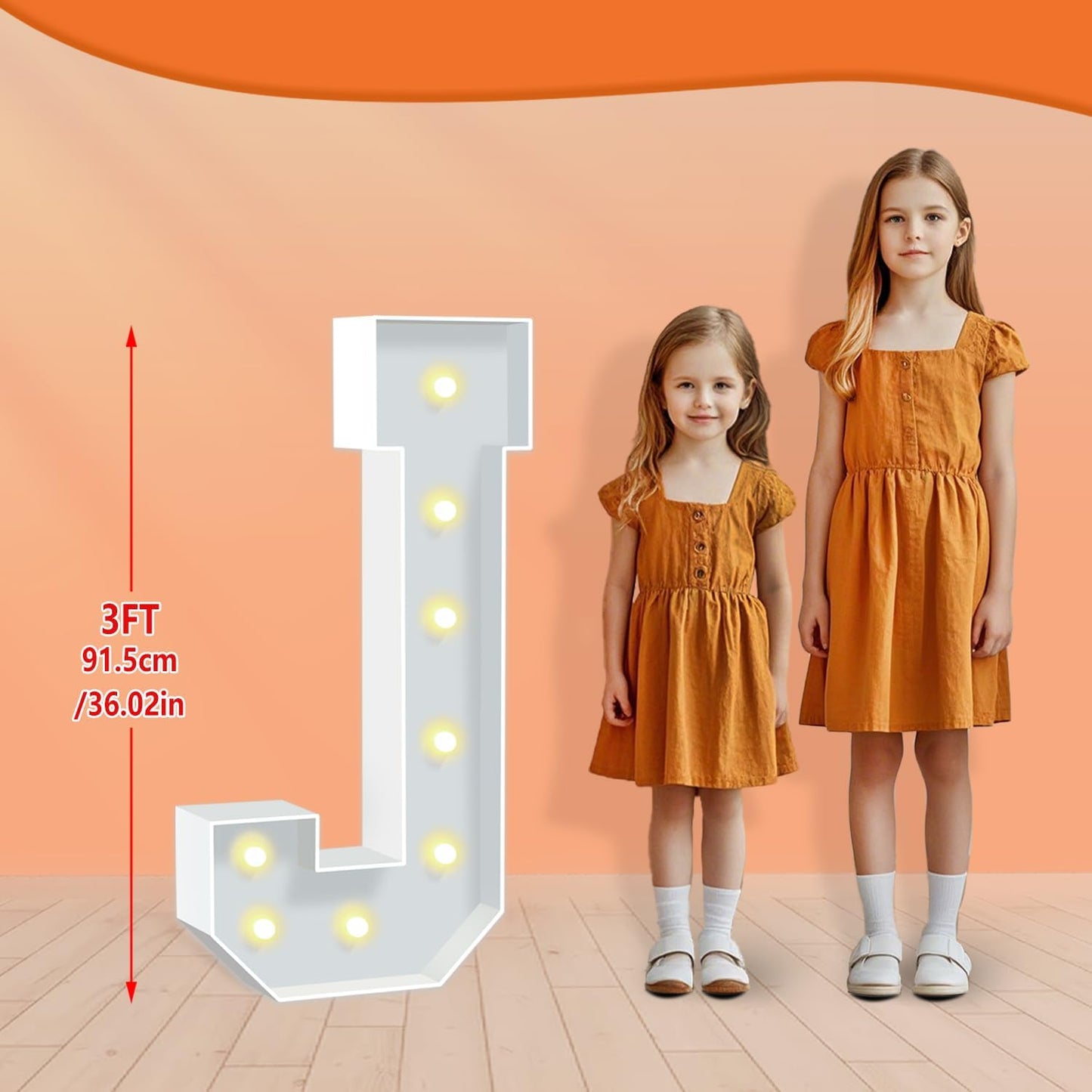 3FT Light Up Marquee Letters, 3 feet Tall Lighted Letters J, Mosaic Large Letter for Party Backdrop Decor, Mosaic Cardboard Letter for Weddings, Birthdays, Anniversaries, Easy to Assemble