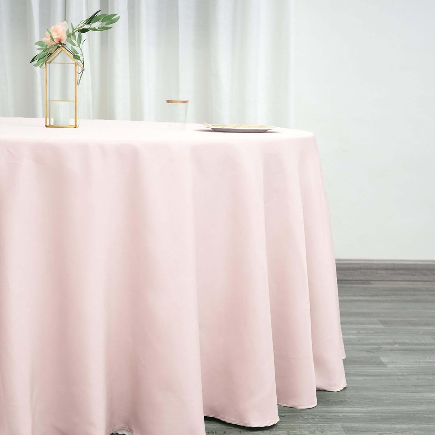 Efavormart Round Tablecloth, 120 Inch Stain & Wrinkle Resistant Washable Table Cloth, Decorative Polyester Fabric Table Cover for Banquet, Wedding, Dining - Blush