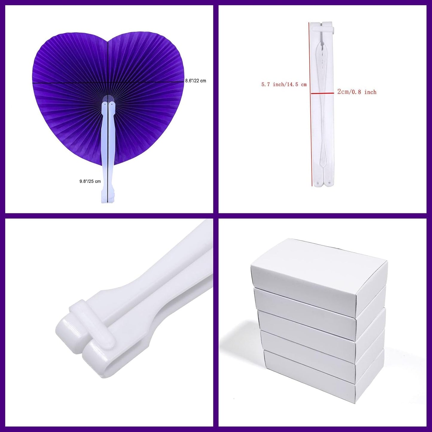 12 Packs Decorative Paper Folding Hand Fans Handheld,Purple Heart Foldable Wedding Fans Chinese and Japanese Fans Bulk for Bridal Guest Church Party Favors Dancing Birthday DIY