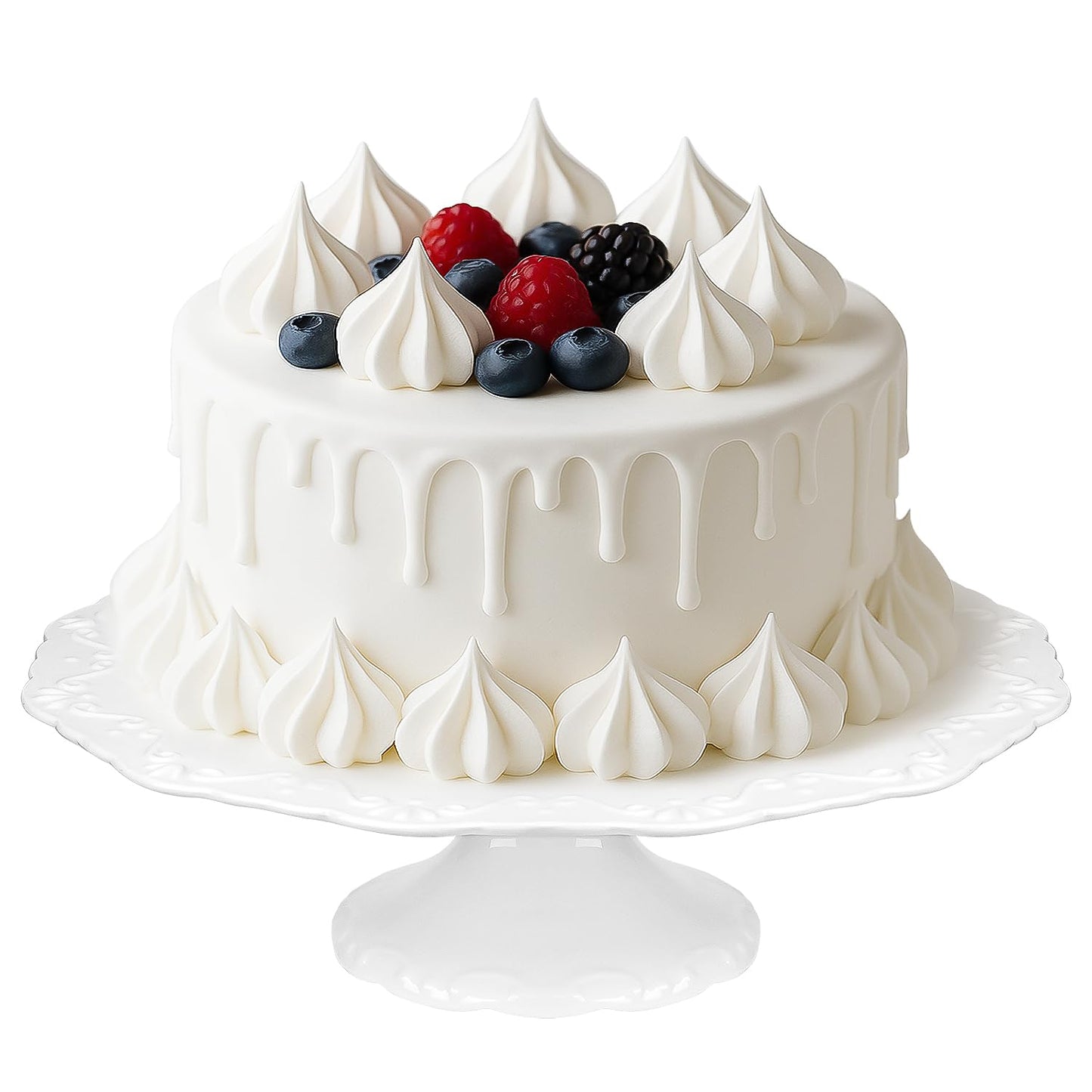 12" White Cake Stand for 10" Cake, Porcelain Cake Plate, Cake Pedestal Stand, Round Dessert Stand