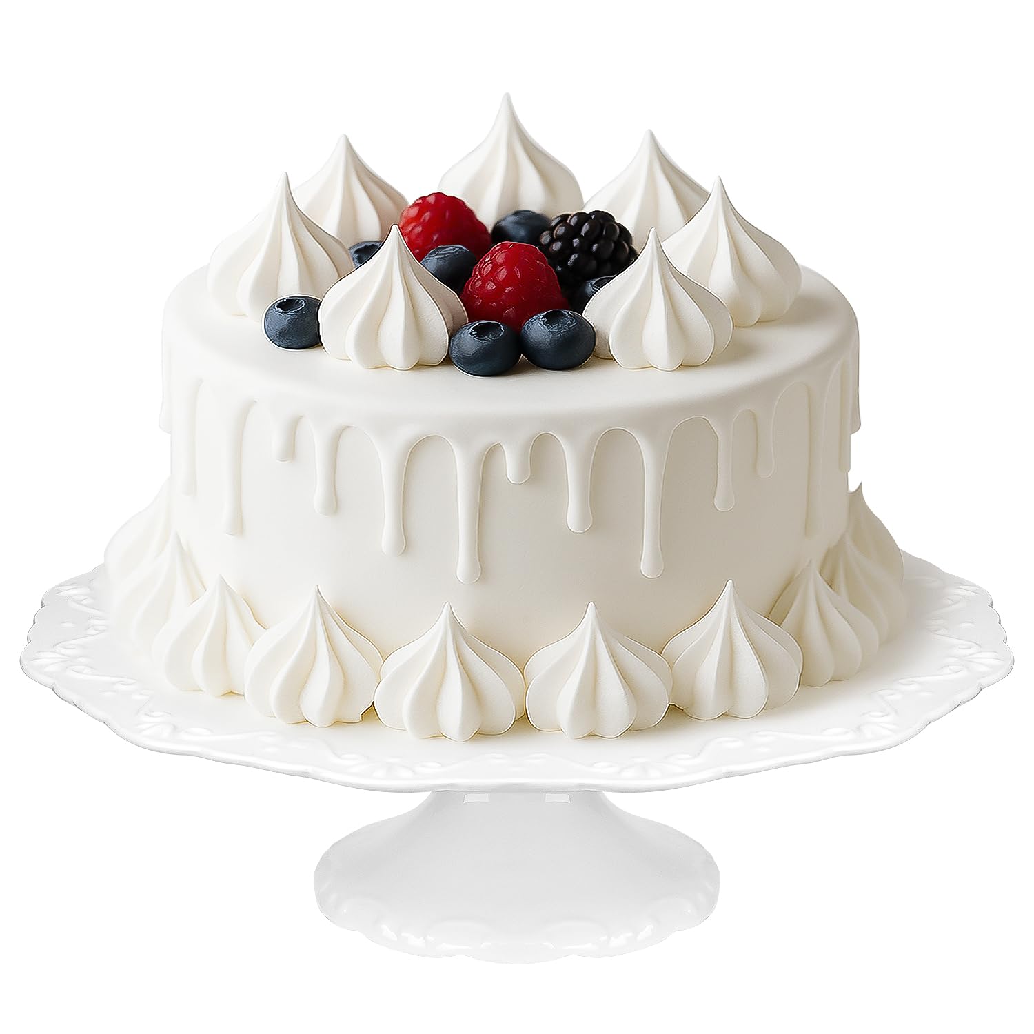12" White Cake Stand for 10" Cake, Porcelain Cake Plate, Cake Pedestal Stand, Round Dessert Stand