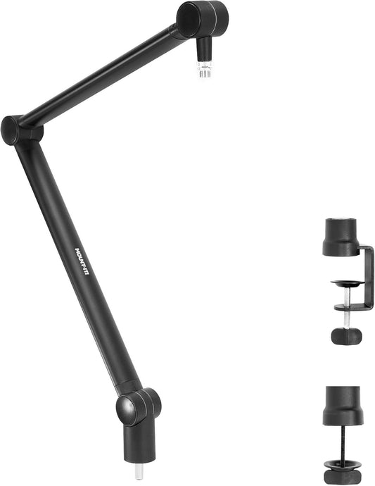 MOUNT-IT! Adjustable Microphone Boom Arm [3/8?™â€?to 5/8?™â€?Screw Adapter] Suspension Scissor Mic Stand, Desk Mount For Blue Snowball, Yeti, & Other Studio and Gaming Microphones (With Cable Management)