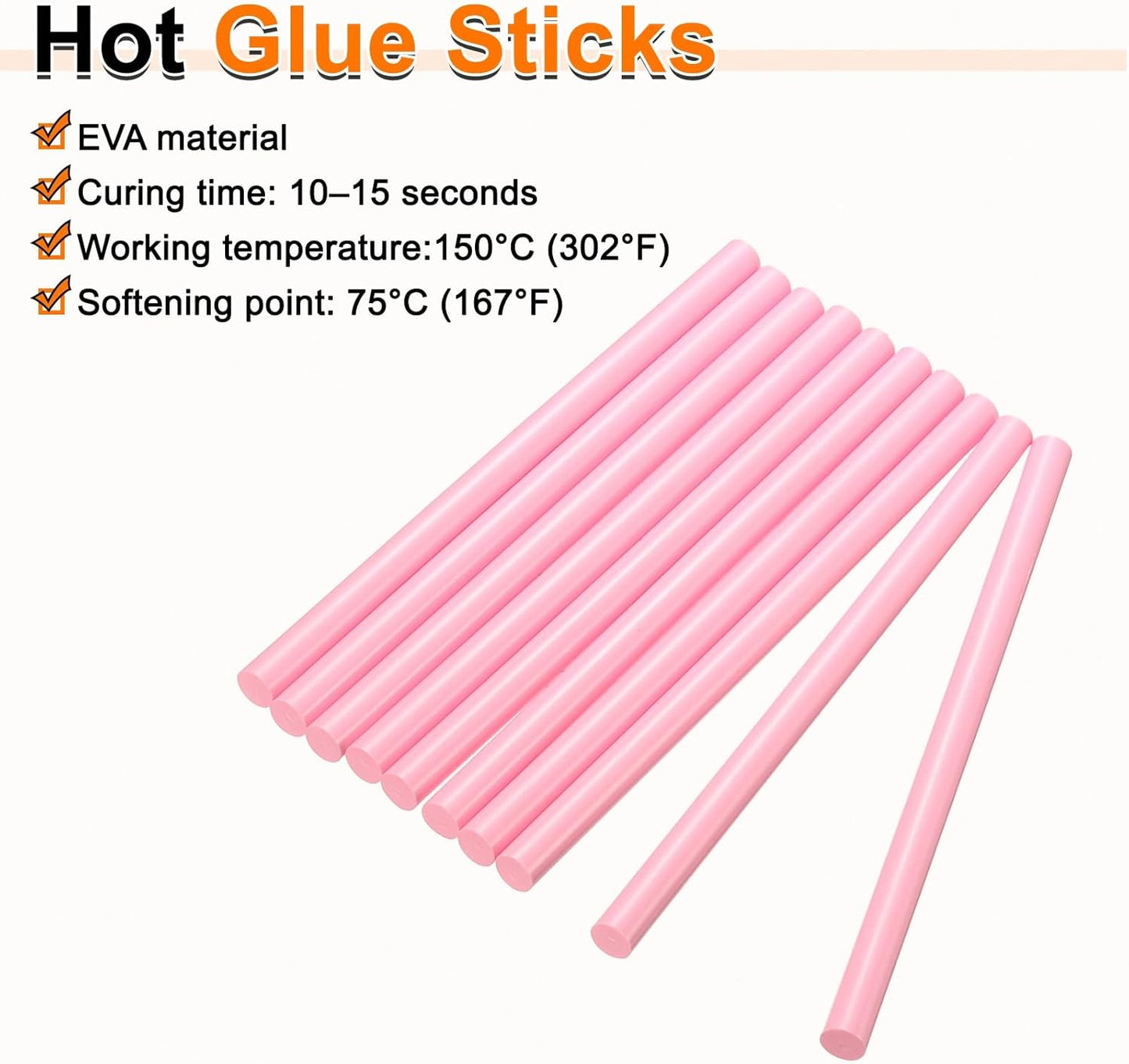 HARFINGTON 10pcs Hot Glue Sticks 0.43" Dia x 5.91" Long EVA Mini Hot Melt Adhesive Glue Stick for Hot Melt Gun Wood Plastic Glass Flowers Fabrics Foam, Pink
