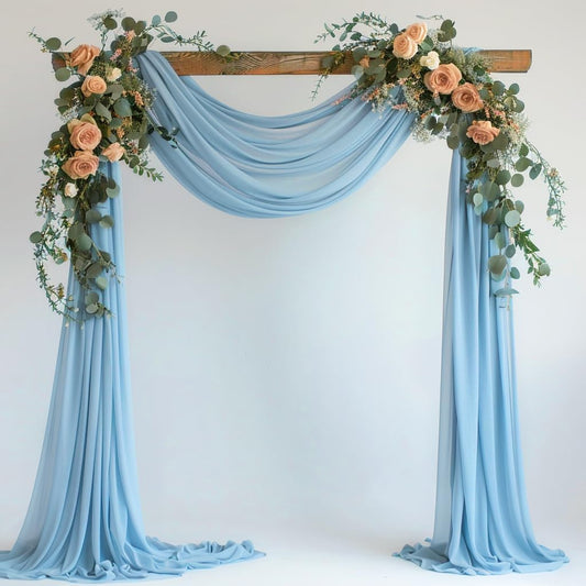 Wokceer Wedding Arch Draping Fabric 28.7" x 20FT Baby Blue Drapes Sheer Fabric Backdrop Arch Draping Fabric for Wedding Ceremony Birthday Party Bridal Shower Decoration
