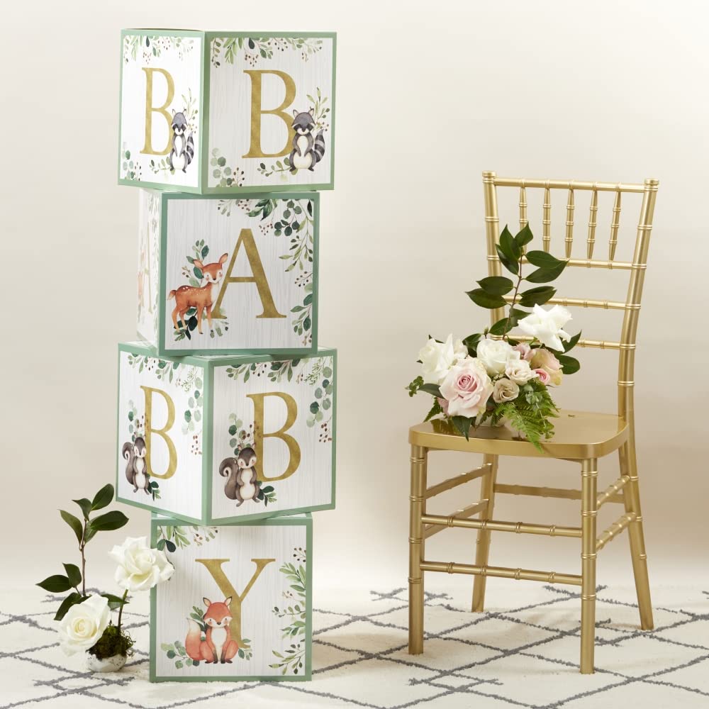 Kate Aspen Woodland Baby Boxes With Letters For Baby Shower Decorations, Gender Reveal Decoration