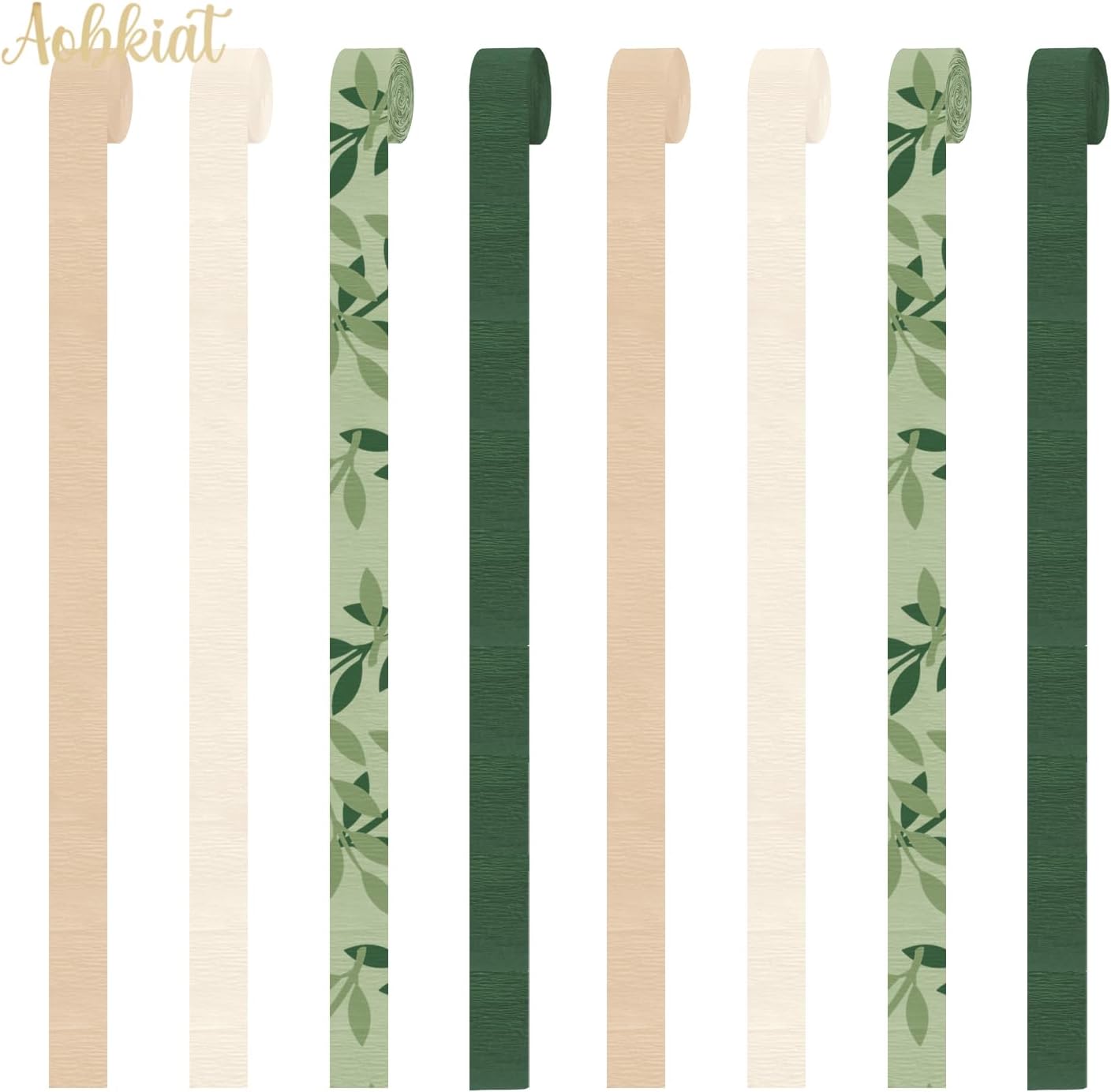 AOBKIAT Wedding Party Baby Shower Decorations,8 Rolls Green Crepe Paper Streamers for Birthday,Engagement,Bridal Shower,Anniversary,DIY Tassels,Boho Green Theme Party